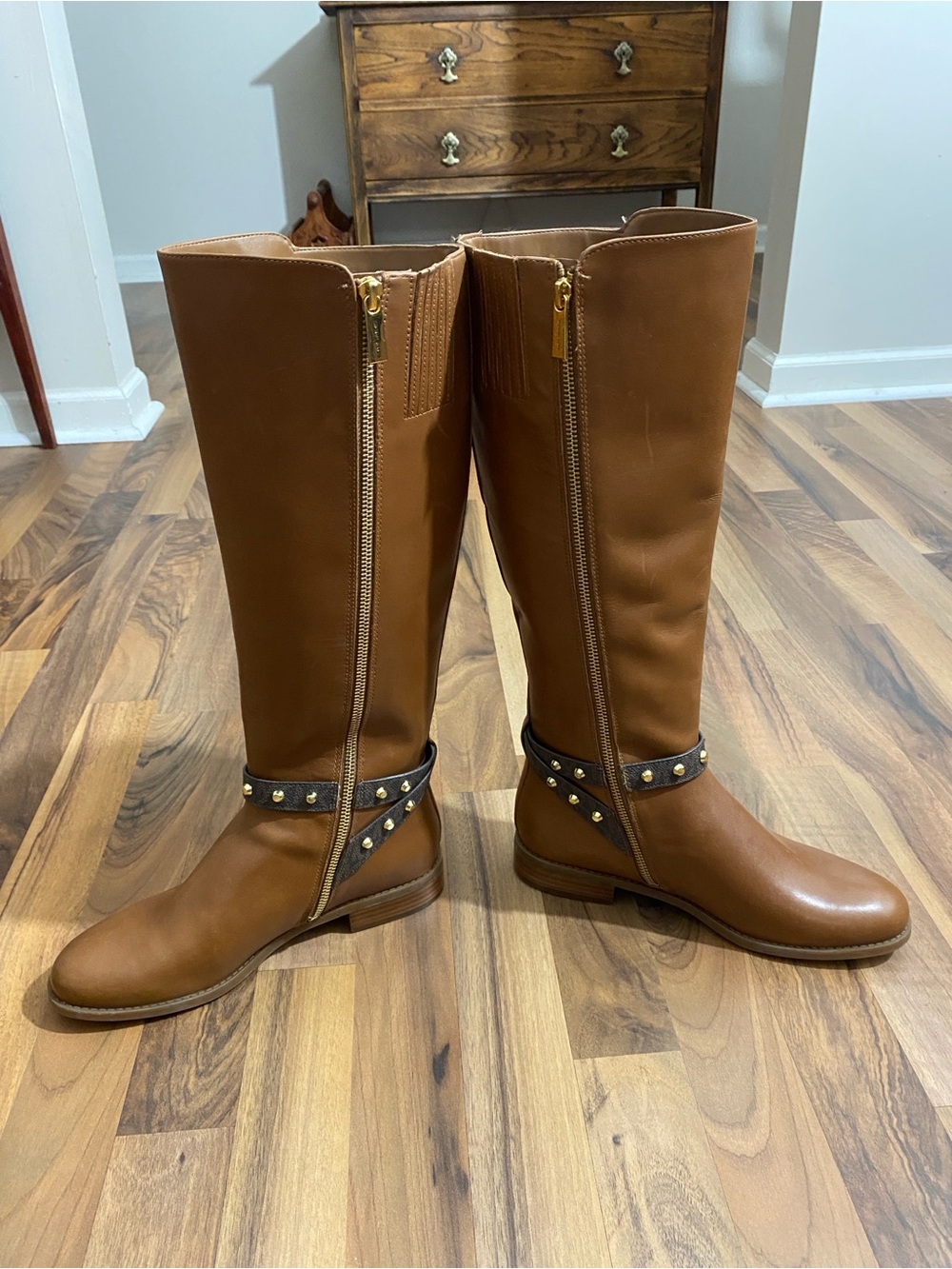 Michael Kors Chestnut Brown Over-the-Knee Studded Strap Boots NWOT - Picture 5 of 10